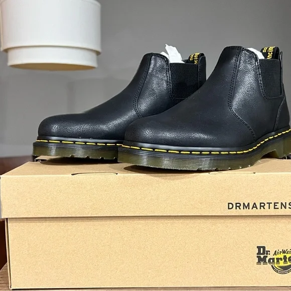 Dr. Martens Black Leather Chelsea Boots with Yellow Stitching - Picture 5 of 7